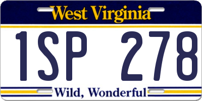 WV license plate 1SP278