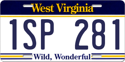 WV license plate 1SP281