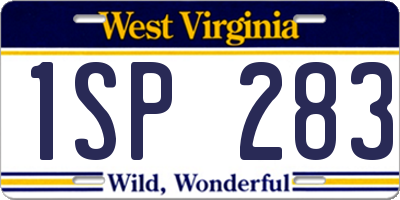 WV license plate 1SP283
