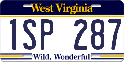 WV license plate 1SP287