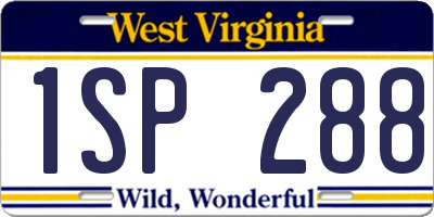 WV license plate 1SP288