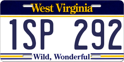 WV license plate 1SP292