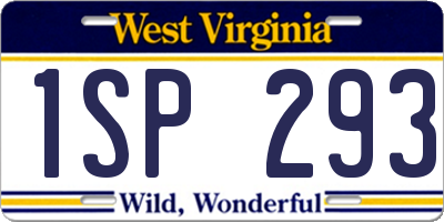 WV license plate 1SP293