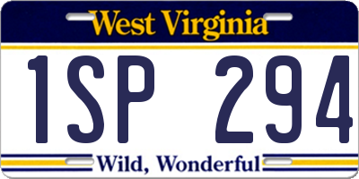 WV license plate 1SP294