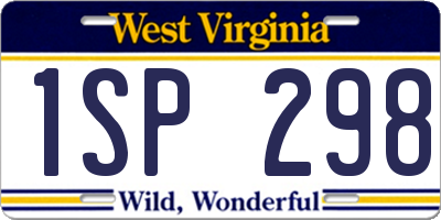 WV license plate 1SP298