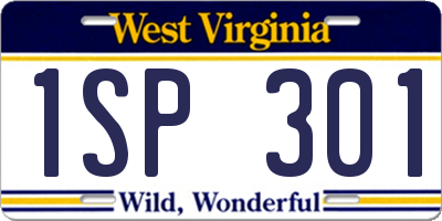WV license plate 1SP301