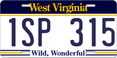 WV license plate 1SP315