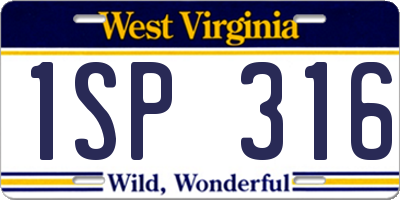 WV license plate 1SP316