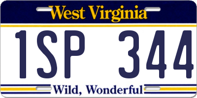WV license plate 1SP344