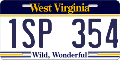 WV license plate 1SP354