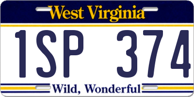 WV license plate 1SP374
