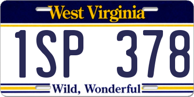 WV license plate 1SP378