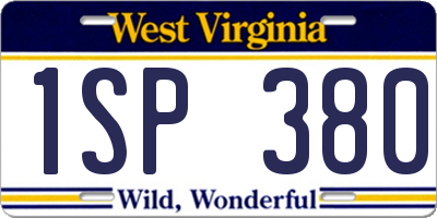 WV license plate 1SP380
