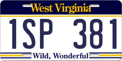 WV license plate 1SP381