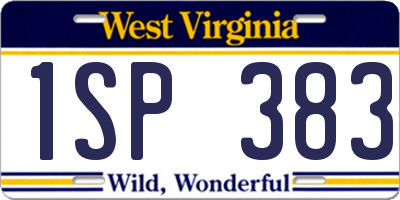 WV license plate 1SP383