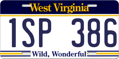 WV license plate 1SP386
