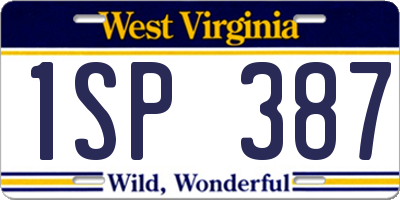 WV license plate 1SP387