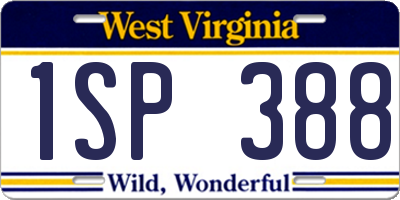 WV license plate 1SP388