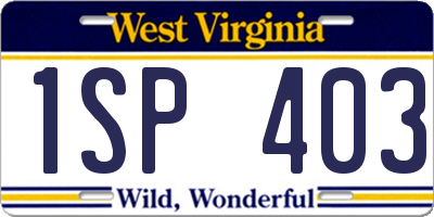 WV license plate 1SP403