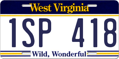 WV license plate 1SP418