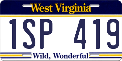 WV license plate 1SP419