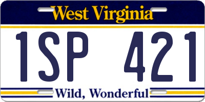 WV license plate 1SP421