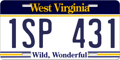 WV license plate 1SP431
