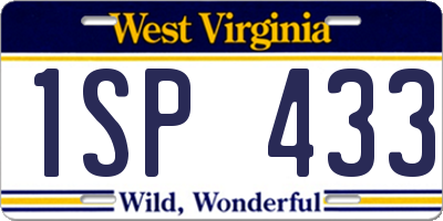 WV license plate 1SP433