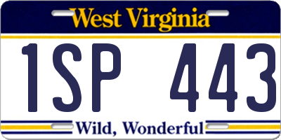 WV license plate 1SP443