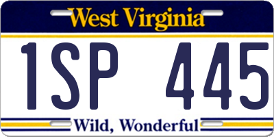 WV license plate 1SP445