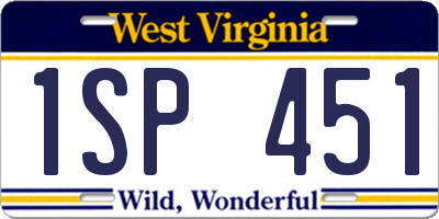 WV license plate 1SP451
