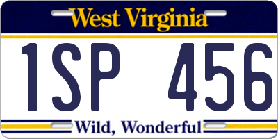 WV license plate 1SP456