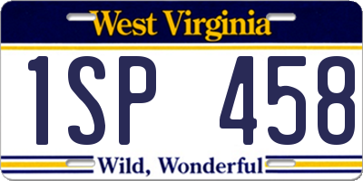WV license plate 1SP458