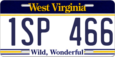 WV license plate 1SP466