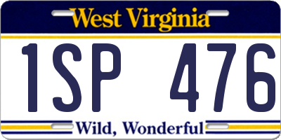 WV license plate 1SP476