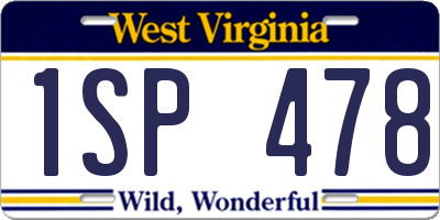 WV license plate 1SP478