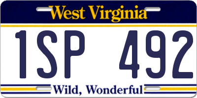 WV license plate 1SP492