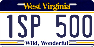 WV license plate 1SP500