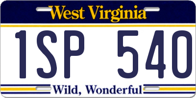 WV license plate 1SP540