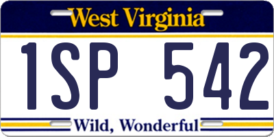 WV license plate 1SP542