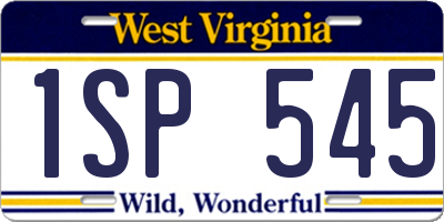 WV license plate 1SP545