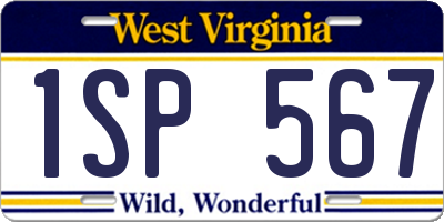 WV license plate 1SP567