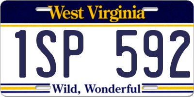 WV license plate 1SP592