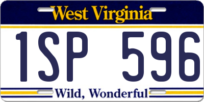 WV license plate 1SP596