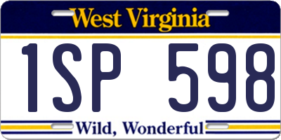 WV license plate 1SP598
