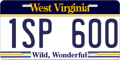 WV license plate 1SP600