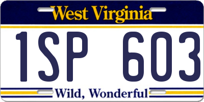 WV license plate 1SP603