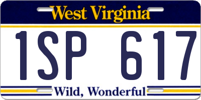 WV license plate 1SP617