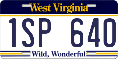 WV license plate 1SP640