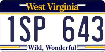 WV license plate 1SP643